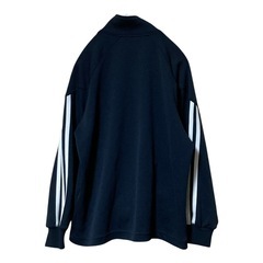 adidas 子供用 ジャージ 上着 ブラック×ブルー 130cmの画像