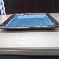 小樽窯 白勢陶園 均青釉 大角皿 サイズ約25㎝×25㎝ 北海道 陶器 苫小牧西店の画像