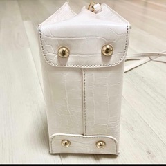 2Way クロコダイル柄 ミニ ショルダーバッグ アイボリーの画像