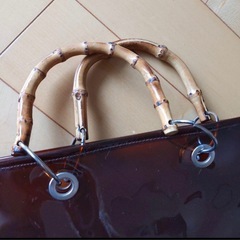 バンブーハンドル クリアトートバッグの画像