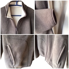 ユニクロ フリースジャケット リバーシブル Lサイズ ブラウン／ベージュの画像