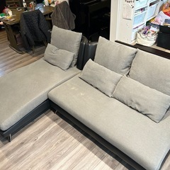 カウチソファ 布張りタイプ リビング家具 ソファ L型ソファ(非電動) グレー 幅220×奥行160×高さ84cm
の画像