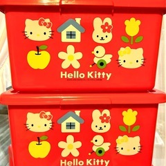 キティちゃん収納ケース4段+収納ボックス2個の画像