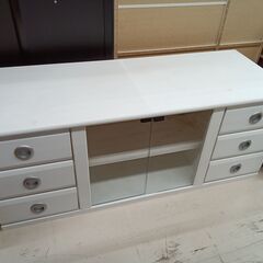 リユースのサカイ栃木店★ジモティ割あり★  TV台 ホワイト W120×D45×H49 クリーニング済み TC11968の画像