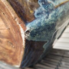 火鉢　直径45cm　メダカ鉢　睡蓮鉢　水瓶　ガーデニング　庭　造園　金魚鉢 アンティーク レトロ　青色　灰入りの画像