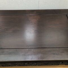 中国家具 彫刻座卓 龍彫刻 唐木調 大型 木製 ローテーブル 和室 座敷 応接間 店舗什器 重厚 レトロ 古家具 インテリア 家具　【糸島市内 送料無料】251214-8の画像