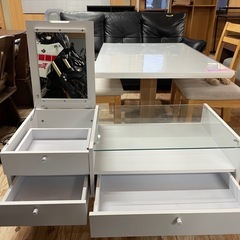【美品】ドレッサーテーブル　ガラステーブル　ホワイトの画像