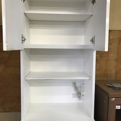 ジャングルジャングル貝塚店　食器棚　レンジボード　2枚扉　ホワイト　スリム　貝塚市　二色浜　リサイクルショップの画像
