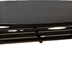 ニトリ 折りたたみテーブル だ円形 棚付き ダークブラウン テレビ台使用可の画像