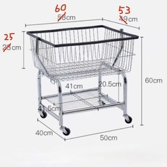 シルバーランドリーバスケットカートの画像