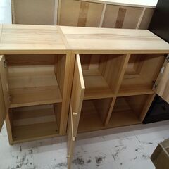 リユースのサカイ栃木店★ジモティ割あり★  収納棚 ベージュ W121×D40×H81 クリーニング済み TC11974の画像