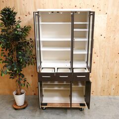 ≪zyt2637ジ限≫ ニトリの食器棚 幅約90cm　　ダイニングボード/Nバンダ90D/キッチン/中古家具/リユースストレージ仙台 071211-09の画像