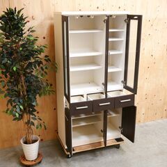 ≪zyt2637ジ限≫ ニトリの食器棚 幅約90cm　　ダイニングボード/Nバンダ90D/キッチン/中古家具/リユースストレージ仙台 071211-09の画像