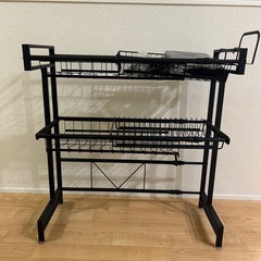 水切りラック　キッチンラック　2段　台所上　伸縮の画像