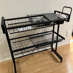 水切りラック　キッチンラック　2段　台所上　伸縮の画像