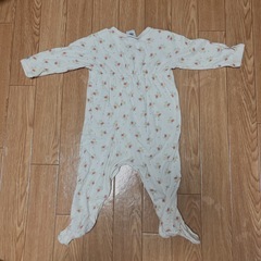 PETIT BATEAU ロンパース カバーオール 12M 74 花柄　足つき　 ベビー服　 女の子　 長袖　の画像