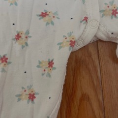PETIT BATEAU ロンパース カバーオール 12M 74 花柄　足つき　 ベビー服　 女の子　 長袖　の画像