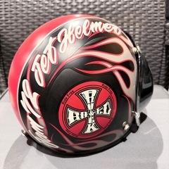 ジェットヘルメット レッド/ブラック ファイヤーパターン 72 JAMの画像