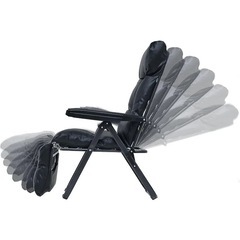 【美品】タック Vita フットレスト付きリクライニングチェア（オレンジ）折りたたみ／クッション取外し可の画像