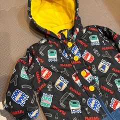 90cm　スキーウェア　フード付き プラレールの画像