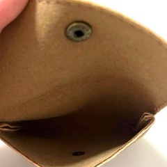 合皮　ミニ　ポーチ　コイン　ケース 茶　色　ブラウン　ライトブラウン ボタン　レトロ　アンティークの画像