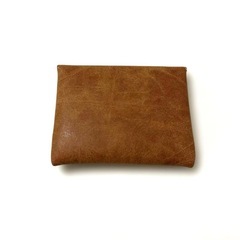 合皮　ミニ　ポーチ　コイン　ケース 茶　色　ブラウン　ライトブラウン ボタン　レトロ　アンティークの画像