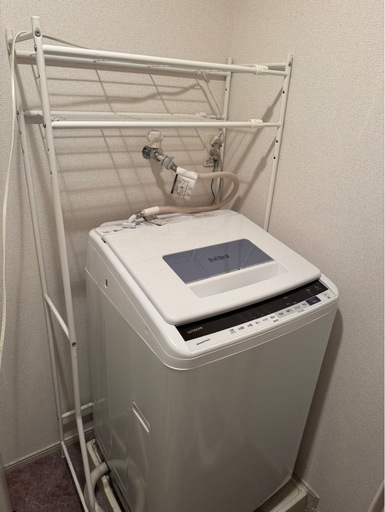 日立 洗濯機 BW-T806(A) 8kg＋洗濯ラック【2階EVなし／搬出要】使用5年