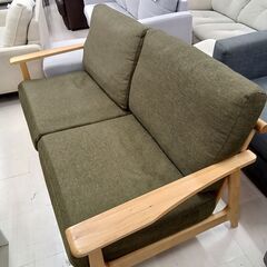リユースのサカイ栃木店★ジモティ割あり★  ソファー モスグリーン×ベージュ W160.5×D72×H73.5 クリーニング済み TC11981の画像