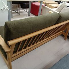 リユースのサカイ栃木店★ジモティ割あり★  ソファー モスグリーン×ベージュ W160.5×D72×H73.5 クリーニング済み TC11981の画像
