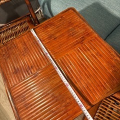 【レトロ】木製折りたたみ式テーブル・イスセットの画像