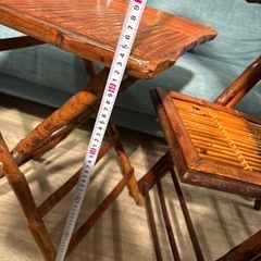 【レトロ】木製折りたたみ式テーブル・イスセットの画像