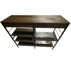 【ジ1214-16】収納付きワークデスク／シェルフ一体型 キャスター付きの画像