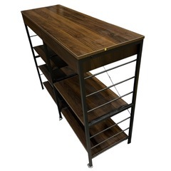 【ジ1214-16】収納付きワークデスク／シェルフ一体型 キャスター付きの画像