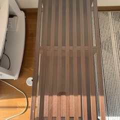 ガラス天板　木目基調　美品　頑丈の画像