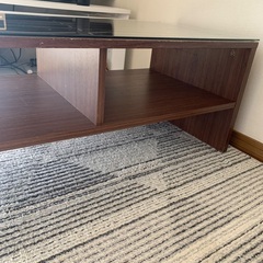 ガラス天板　木目基調　美品　頑丈の画像