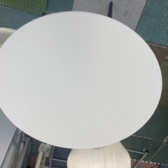 【リサイクルサービス八光】幅75㎝　ホワイト　カフェテーブル3点セットの画像