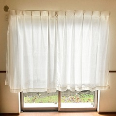 外から見えにくい　カーテン　100×150　生成り　麻　ベージュ　ホワイト　の画像