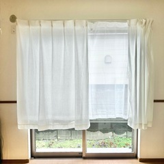 外から見えにくい　カーテン　100×150　生成り　麻　ベージュ　ホワイト　の画像