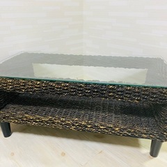 お洒落　ラタン　ローテーブル　モダンの画像