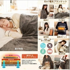 電気毛布 電気ブランケット 6in1 ひざ掛け 大判 160×80CM ダニ予防の画像