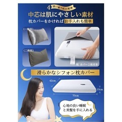 深い眠り枕　首が痛くなりにくい　枕カバー付き　新品　未使用　プレゼントの画像