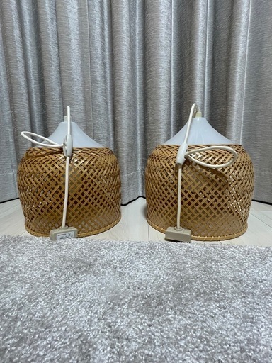 SKランプ2セット「竹のあかり」鐘型／竹編み ペンダントライト