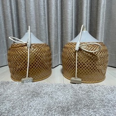 SKランプ2セット「竹のあかり」鐘型／竹編み ペンダントライトの画像