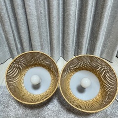 SKランプ2セット「竹のあかり」鐘型／竹編み ペンダントライトの画像