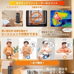 セラミックヒーター【驚くほど静か＆超音波式加湿】電気ストーブ 暖房器具 ヒーター 1200W/800w/10w 電気ファンヒーターの画像