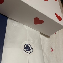 新品プチバトー ハート❤️フード付きタオルの画像