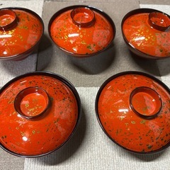 漆器 御椀セット 津軽塗 5個セット 茶碗 美品 当時モノ 昭和レトロ 和食器 汁椀 吸物椀の画像