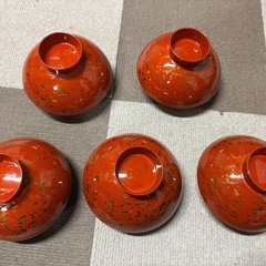 漆器 御椀セット 津軽塗 5個セット 茶碗 美品 当時モノ 昭和レトロ 和食器 汁椀 吸物椀の画像