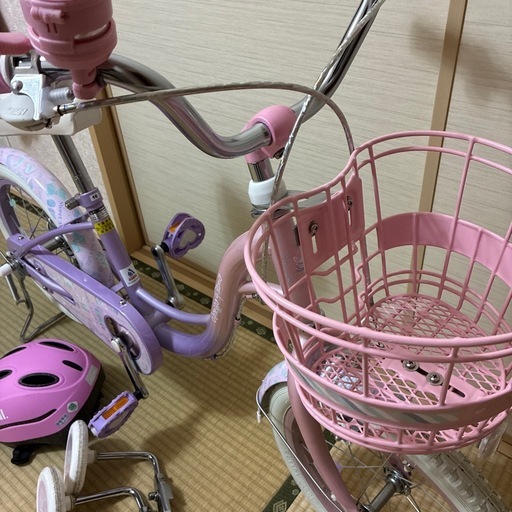 16インチ　メソピアノ自転車　補助輪、ヘルメット付