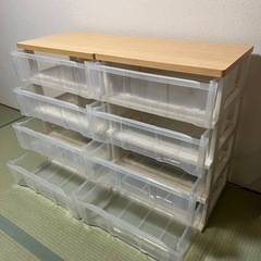 4段　木目調　天板付き衣装ケースの画像